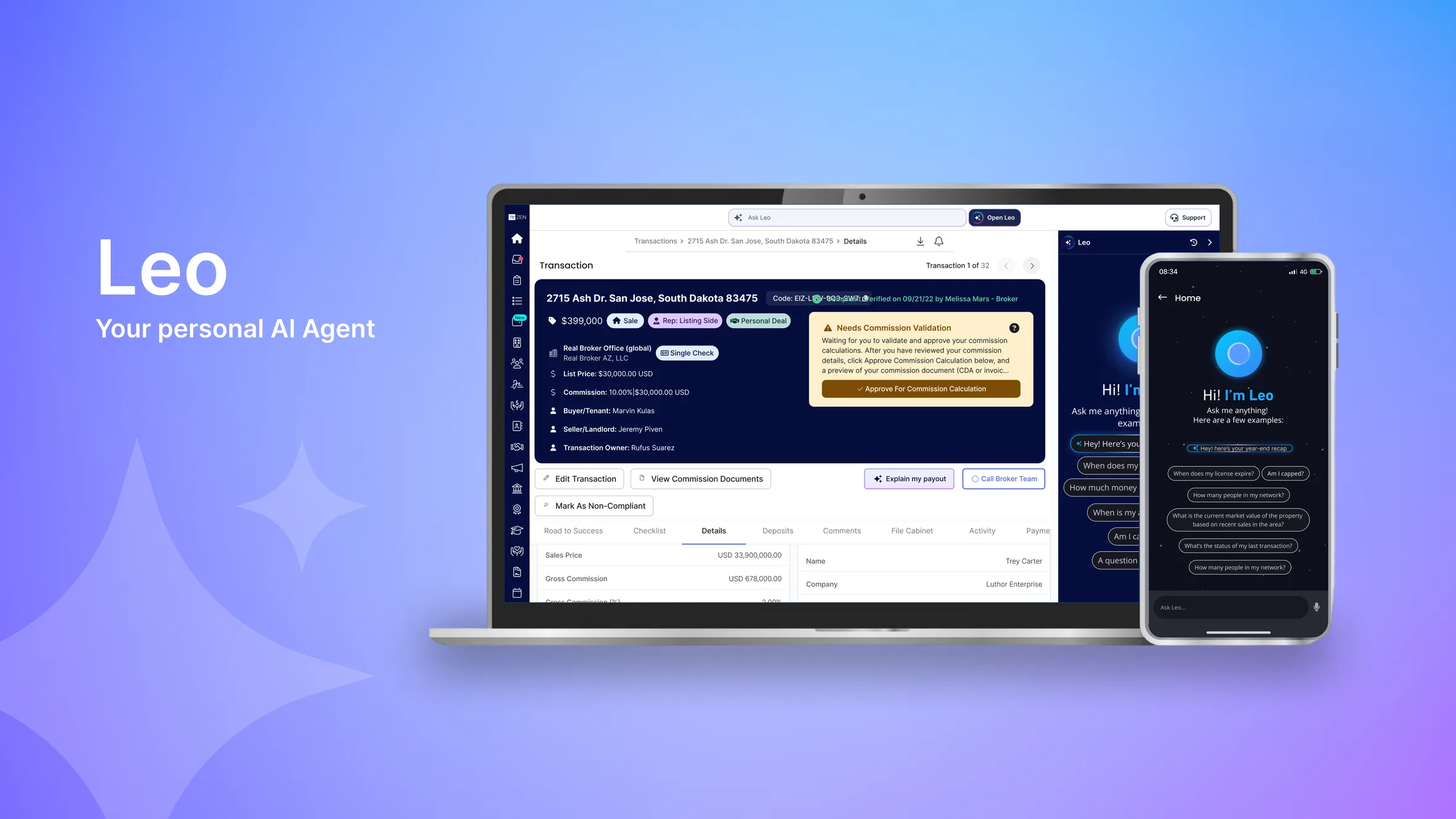 LEO, your personal AI agent, shown on a laptop and a phone