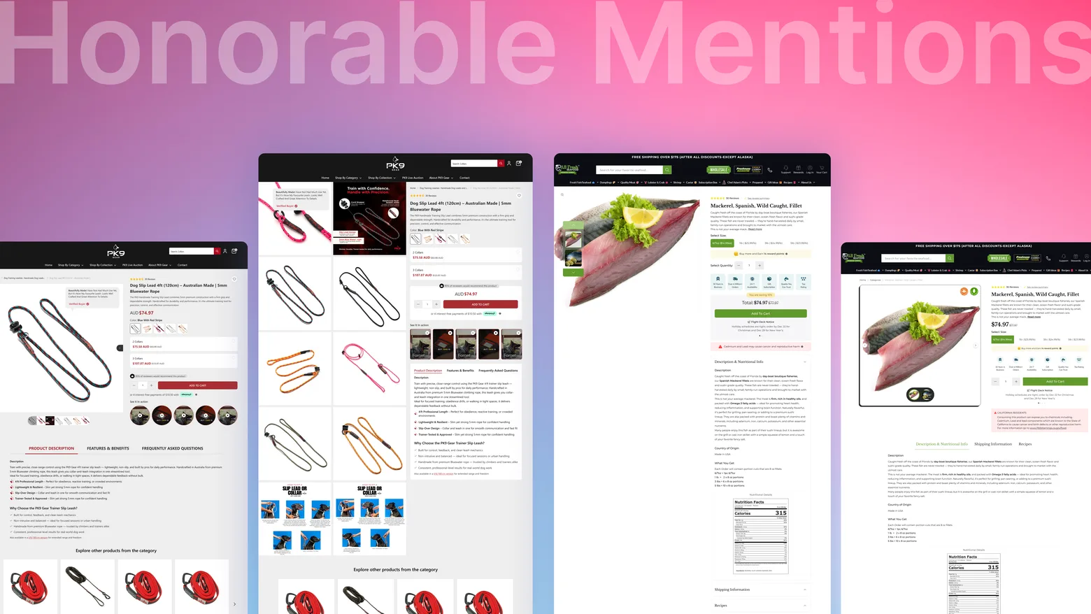 Honorable mentions: early layout explorations for both product pages