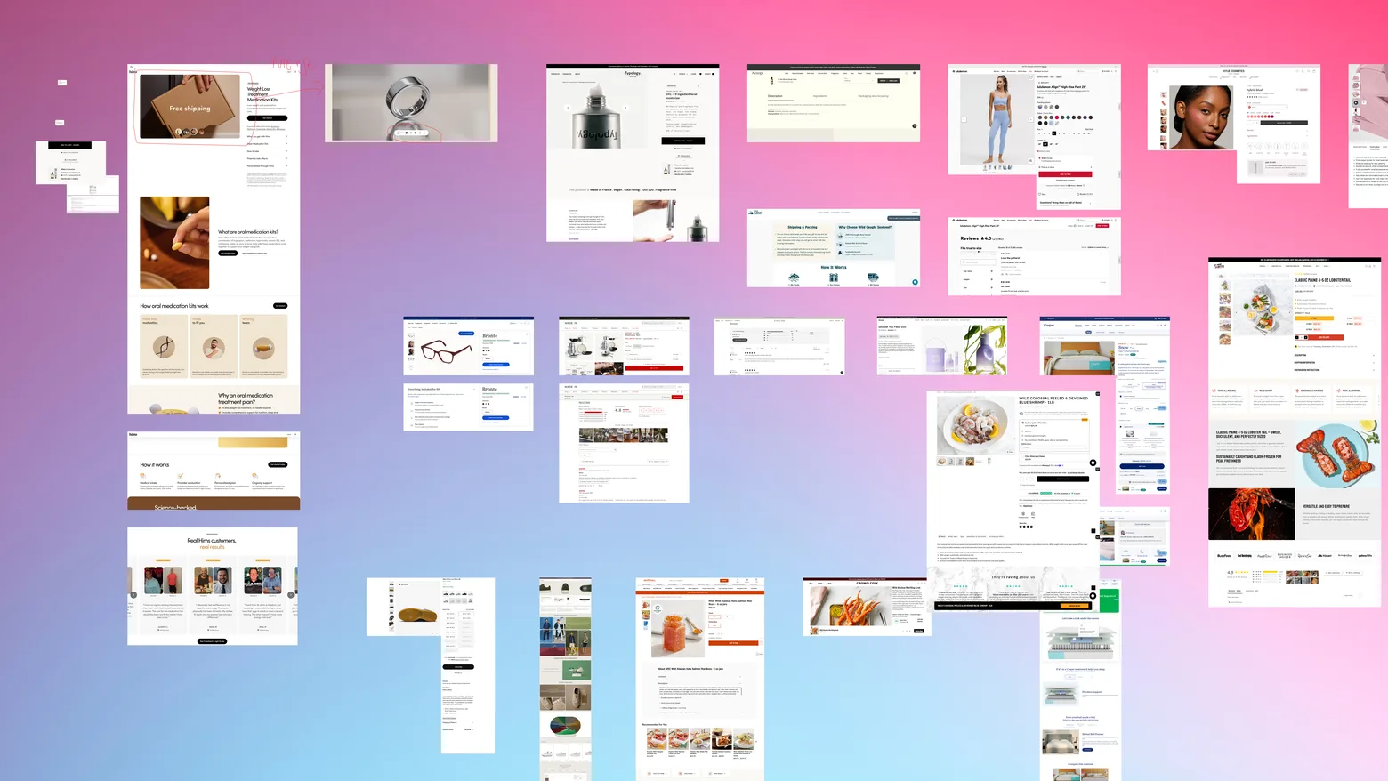 Collage of competitor product pages
